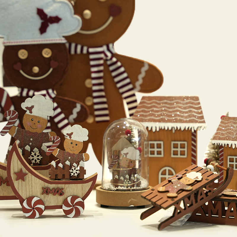 Wooden Christmas Gingerbread Man Decorations