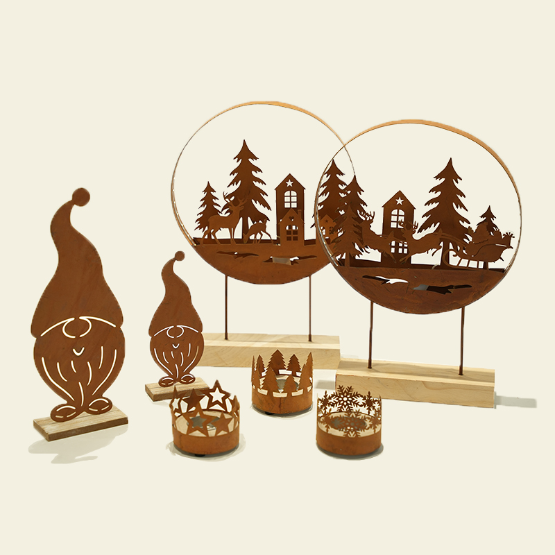 Retro Rusty Metal Tree Christmas Ornaments