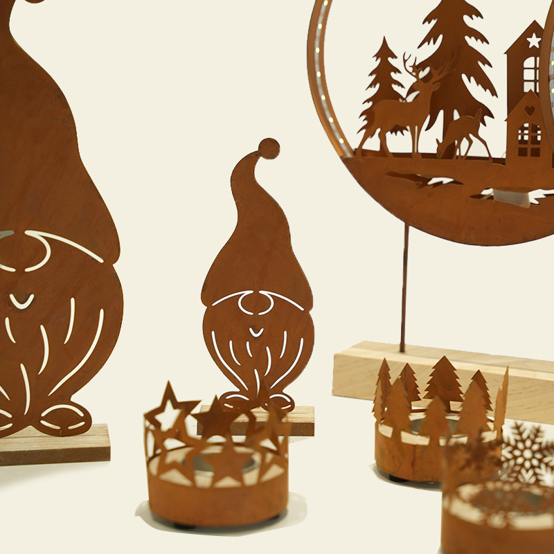 Retro Rusty Metal Tree Christmas Ornaments