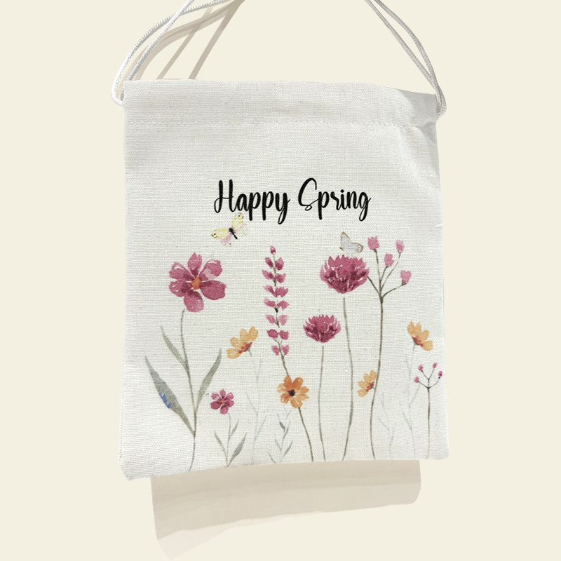 Handmade Embroidered Flower Canvas Bag Spring Decoration