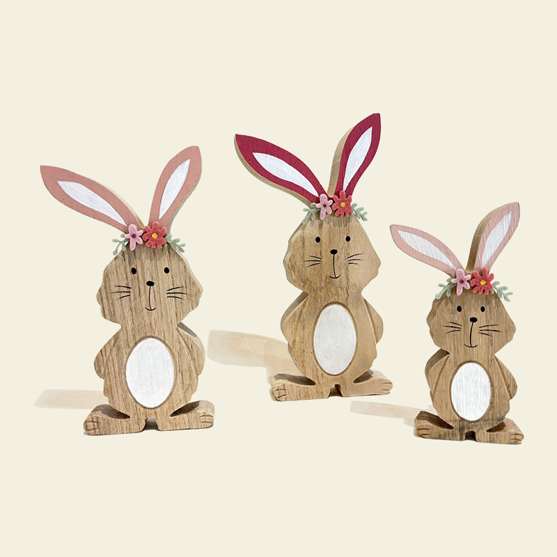 Red Easter Bunnies for Stand Set Decoration