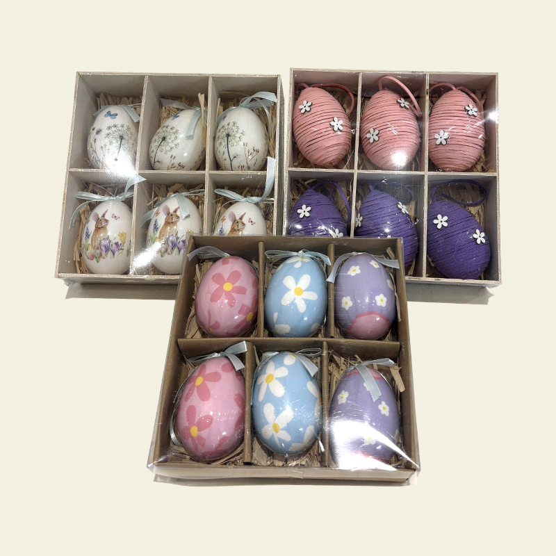 Six Boxed Handmade Easter Egg Decoration