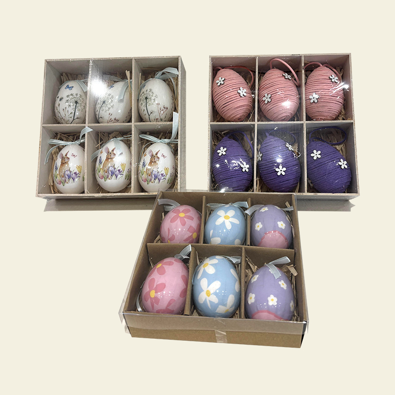 Six Boxed Handmade Easter Egg Decoration